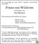 Overlijdensadvertentie Frans van Wilderen